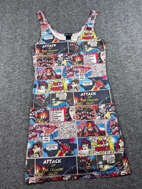Vintage Wet Seal Retro Comic Strip Action Pop Art Bodycon Tank Dress